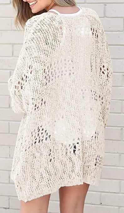 S-3XL  Spring and Autumn Top New Fashion Women's Cardigan Long Sleeved Hollow Out Sweater