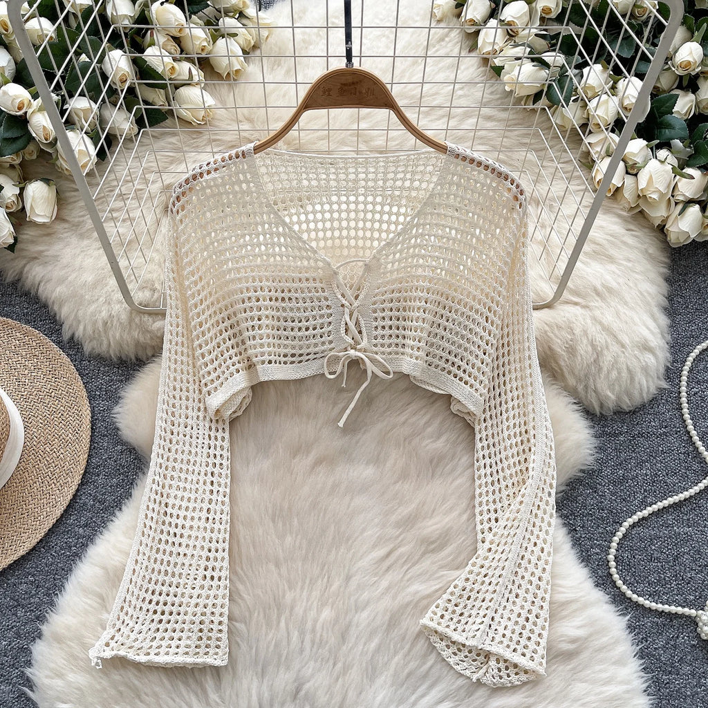 Small Fragrance square Neck Double Breasted Puffy Sleeve Sweater Women's Slim All Match Irregular Base Top