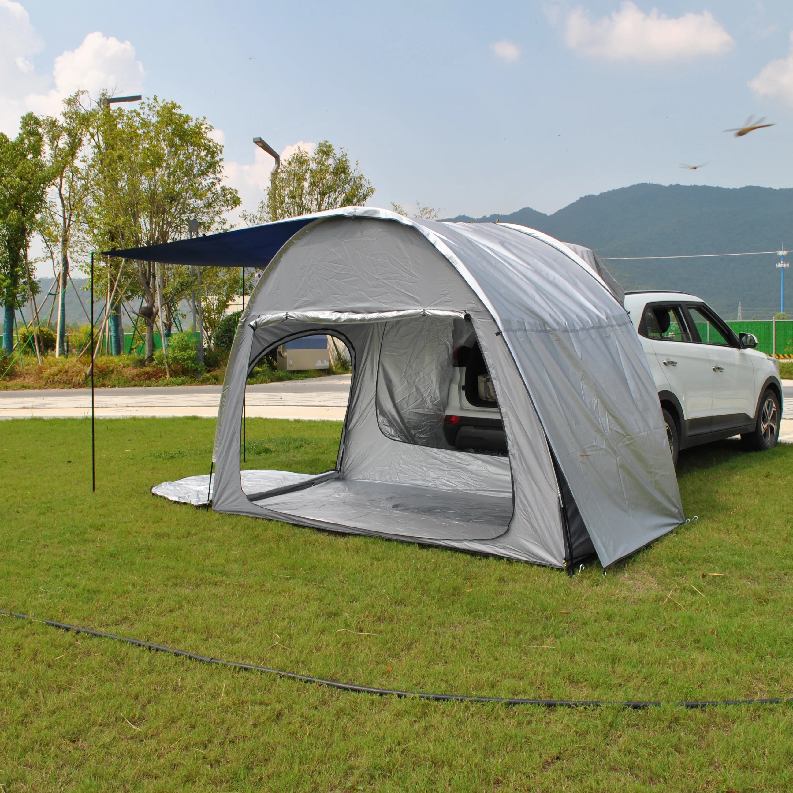 2-Person Double Layer SUV Tent with Canopy Add Raincover for Car Rear Trunk for Car Tailgate & Tram Use