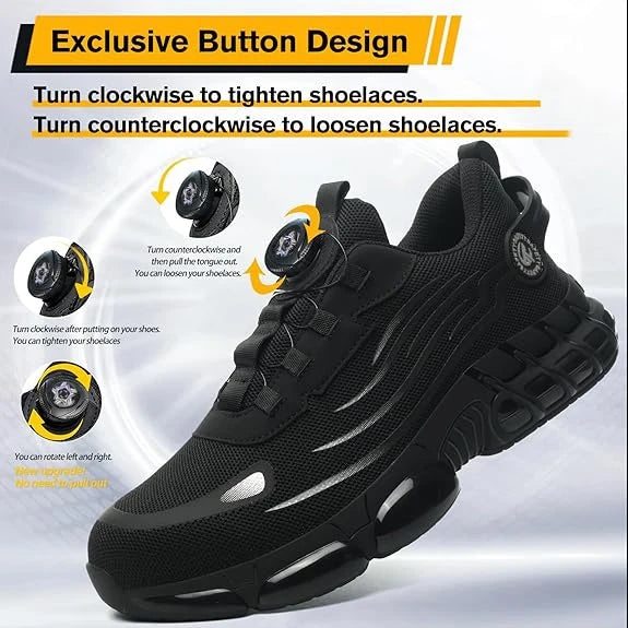 JianKun Breathable Anti Smash Steel Toe Construction Men Industrial Boots Men Work Automatic Button Safety Sneakers SAFETY Shoes