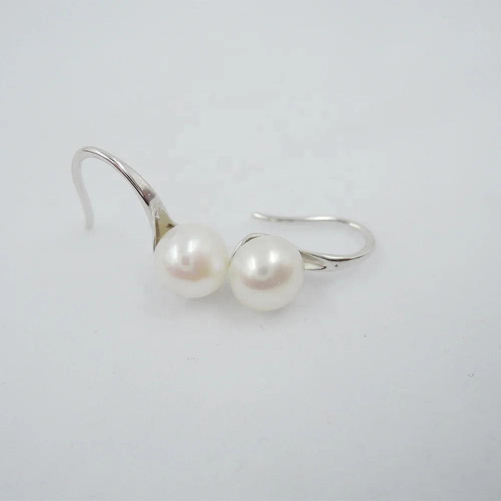 Freshwater Pearl Button Shape Earrings 925 Sterling Silver Earring , High-heeled Shoes Earring