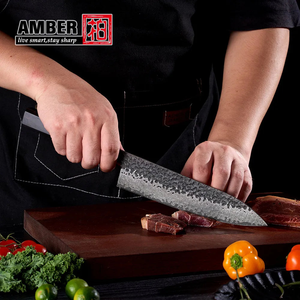 8inch Double Edge Sharp Thin Craftsman 67 Layers Vg10 Damascus Steel Honsuki Japanese Kitchen Knives with Wooden Handle