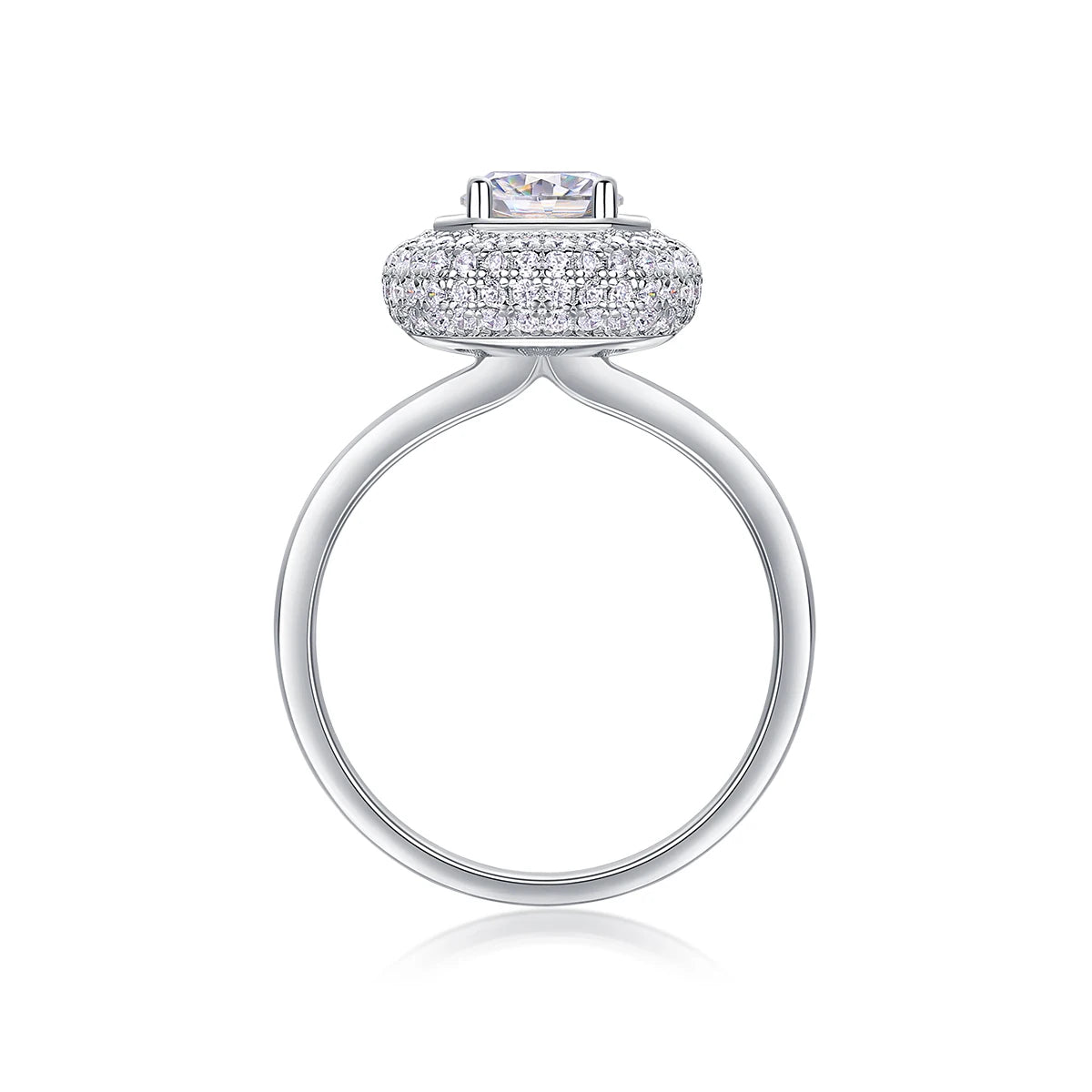Elegant Halo Moissanite Ring in White Gold Plated S925 Sterling Silver Timeless Bridal Band with Sparkling Accents Luxury Ring