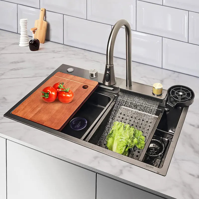 New Design Single Bowl Stainless Steel Waterfall Undermount Sink Kitchen Sinks