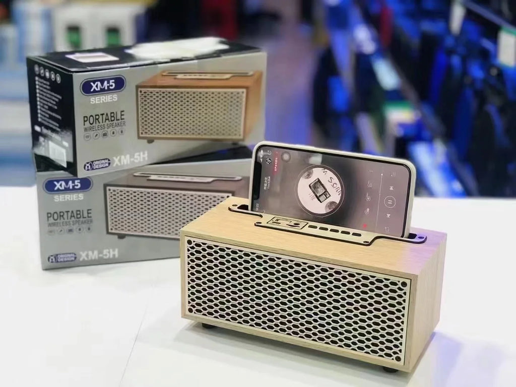 XM-5 New Portable Wireless BT Speaker with High Volume Desktop Wooden Retro Radio and Mini Wireless Speaker