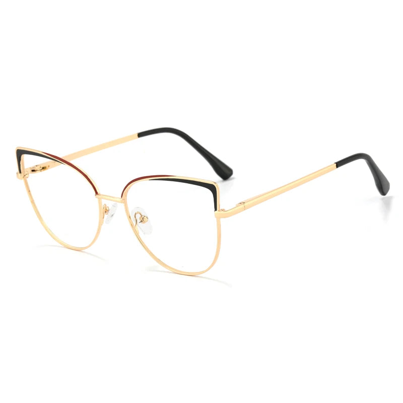 Computer Lady Cat Eye Glasses Metal Frame Anti Blue Light Glasses Blue Blocking Blocker Eyeglasses Optical Frames