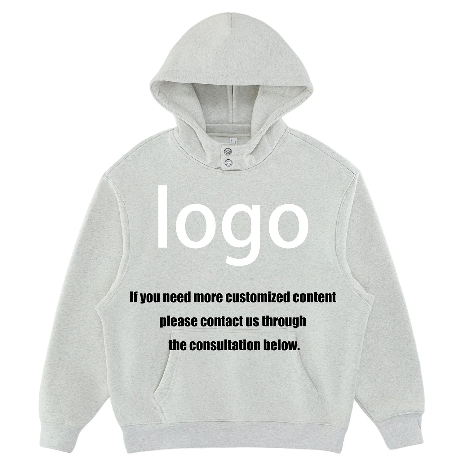 Minimalist Double Button Hood Drop Shoulder Cotton Blend Hooded Top Men's Custom Designer Oversized Hoodie