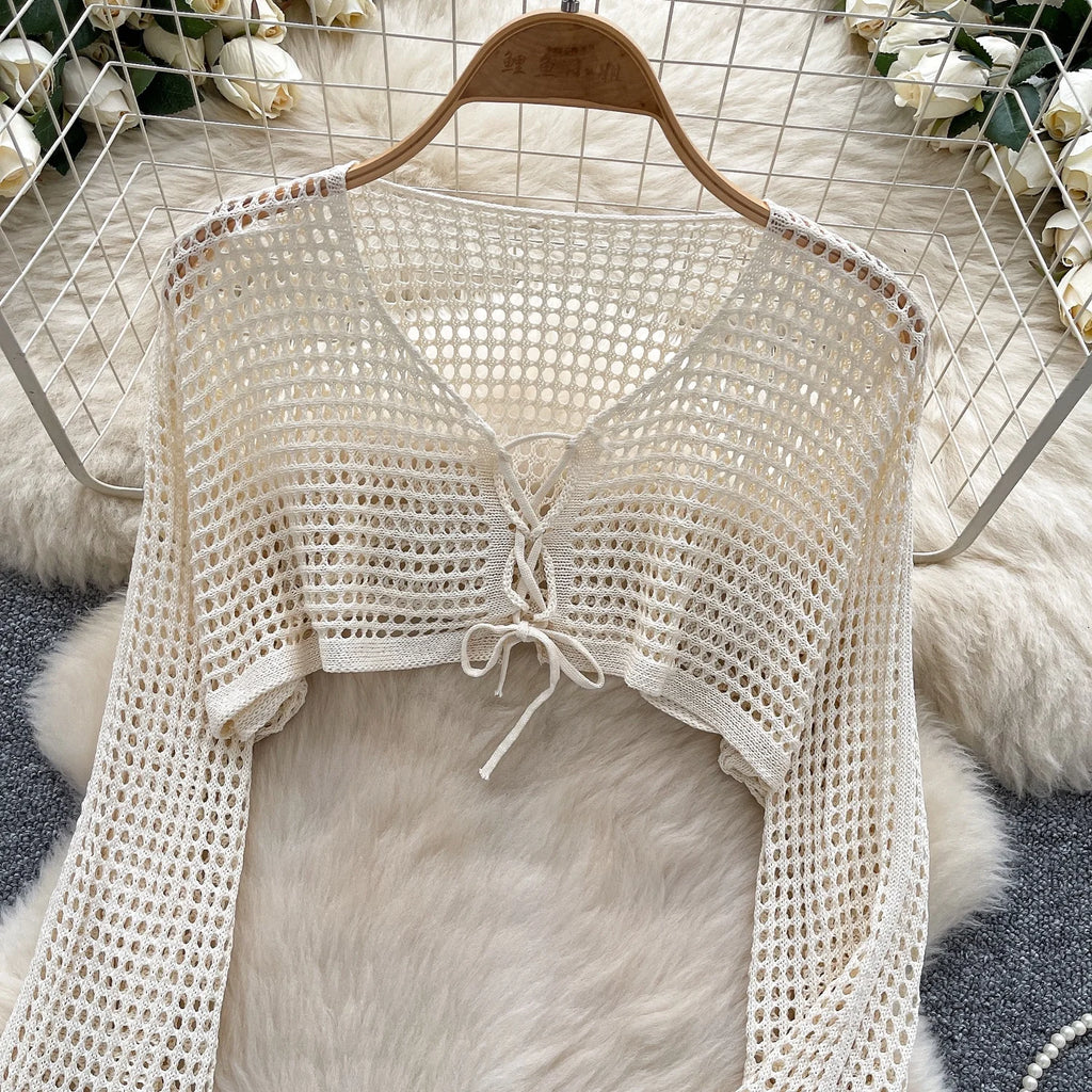 Small Fragrance square Neck Double Breasted Puffy Sleeve Sweater Women's Slim All Match Irregular Base Top