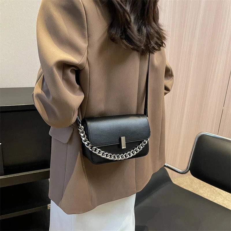 Small Chain Leather Cute Solid Color Armpit Bags  New Simple Designer Handbag Shoulder Underarm Crossbody Bag
