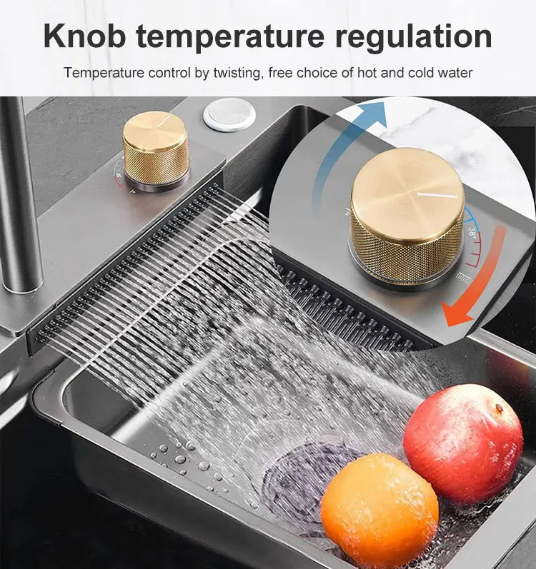 New Design Single Bowl Stainless Steel Waterfall Undermount Sink Kitchen Sinks