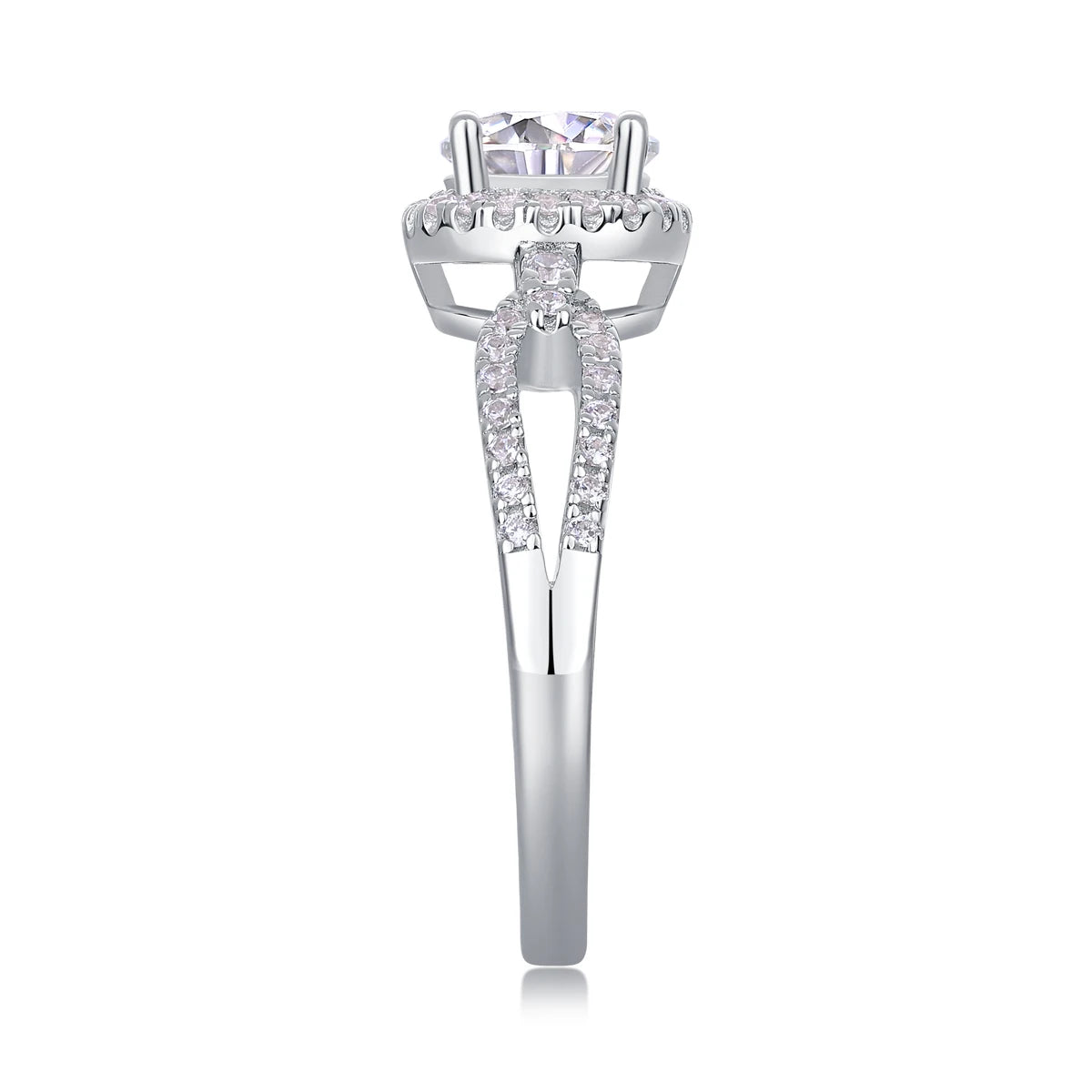 925 Silver Metal with Rhodium Plating Fashion Accessory 1 Carat Elegant Ladies Moissanite Ring