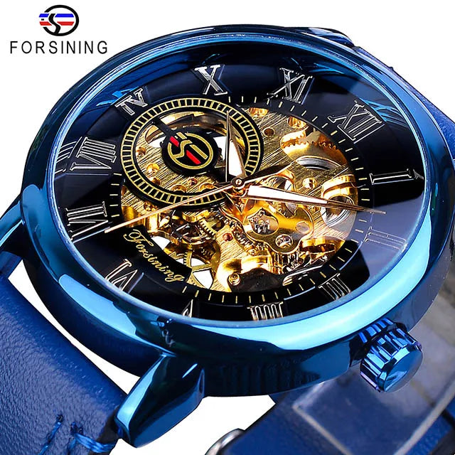 Forsining Clock Fashion Men Skeleton Automatic Mechanical Watches Luxury Business Tourbillon Men Waterproof Wristwatches