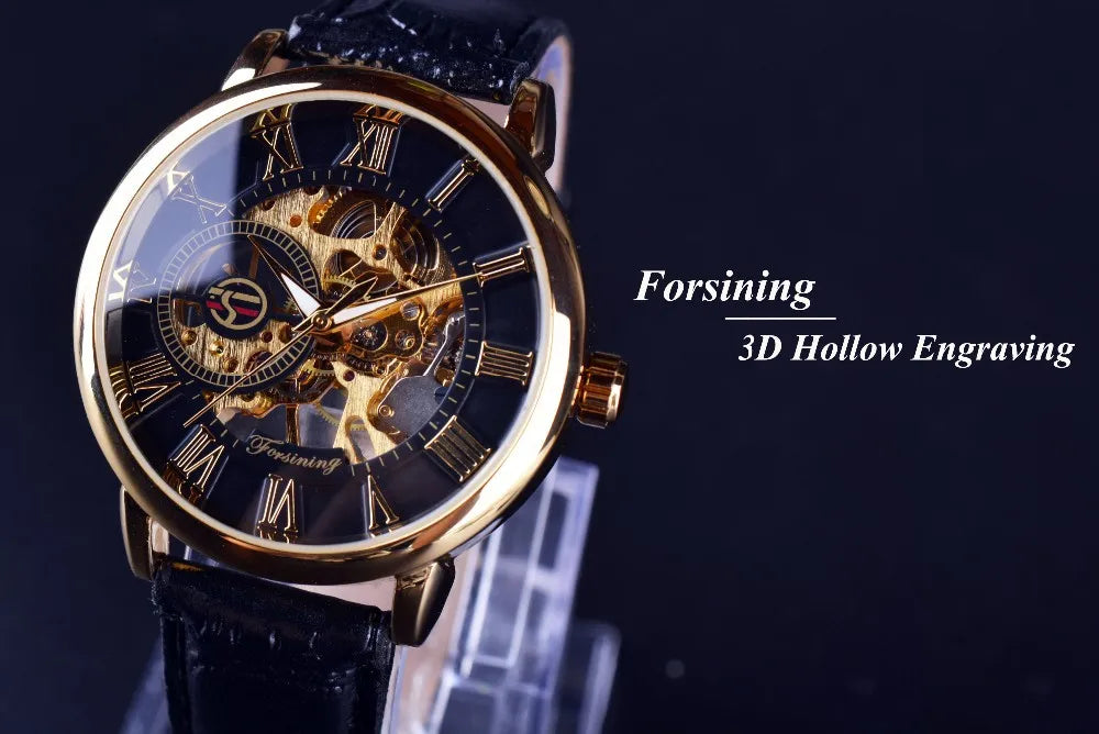 Forsining Clock Fashion Men Skeleton Automatic Mechanical Watches Luxury Business Tourbillon Men Waterproof Wristwatches