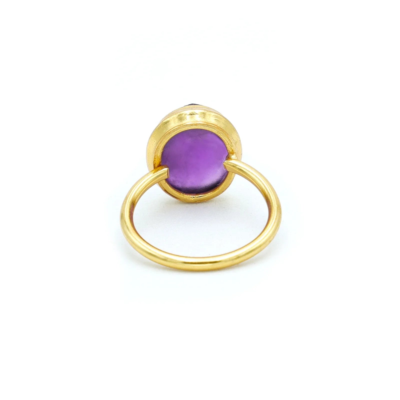 New Design Bezel Setting Amethyst Quartz Gold Plated 18K Handmade Brass Wedding Ring Trendy Third Party Appraised Unisex