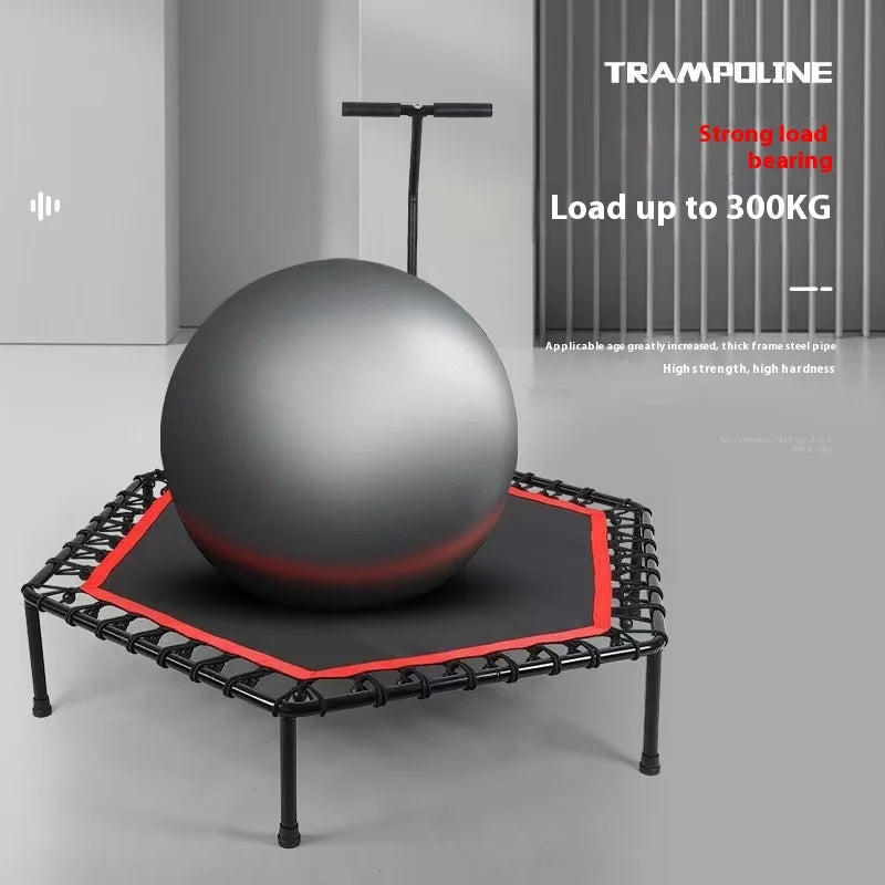 Wholesale Foldable Fitness Trampoline Adults Indoor Unisex Jumping Handrails PVC Steel Detachable Home Exercise Trampoline Boys
