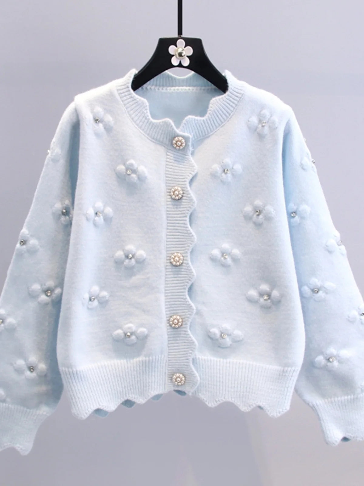 Boutique Wholesale 2026  New Fashion Nail Bead Knitted Cardigan Long Sleeved Sweet Women's Sweater