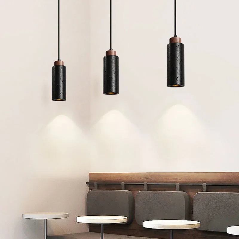 Travertine Led Pendant Light Kitchen Island Bedside Dining Room  Restaurant Hotel Bar Hanging Droplight Black Stone