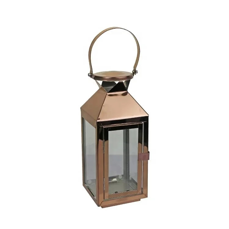 ROSE GOLDEN DECORATIVE MORACCAN STAINLESS STEEL CANDLE HOLDER HANGING LANTERN