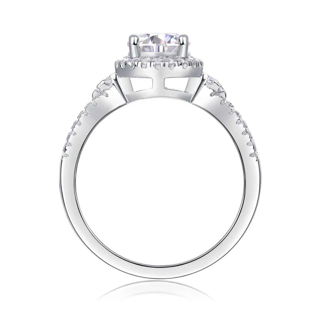925 Silver Metal with Rhodium Plating Fashion Accessory 1 Carat Elegant Ladies Moissanite Ring