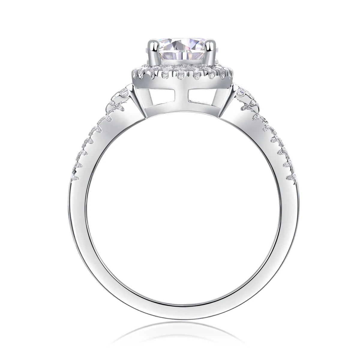925 Silver Metal with Rhodium Plating Fashion Accessory 1 Carat Elegant Ladies Moissanite Ring