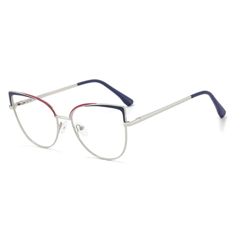 Computer Lady Cat Eye Glasses Metal Frame Anti Blue Light Glasses Blue Blocking Blocker Eyeglasses Optical Frames