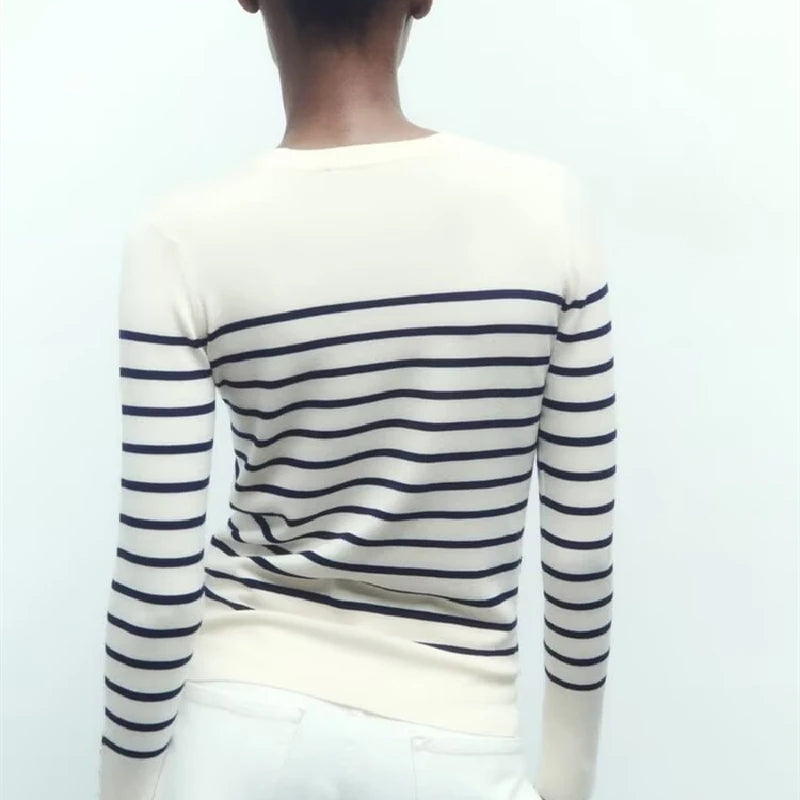 KAR&OT ZA 2024 Autumn New Fashion Temperament All-match Pullover Round Neck Long-sleeved Knitted Sweater 8851170