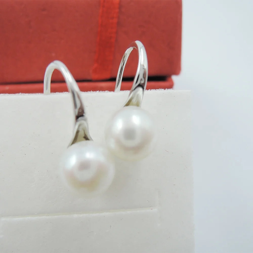 Freshwater Pearl Button Shape Earrings 925 Sterling Silver Earring , High-heeled Shoes Earring