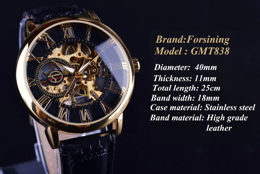 Forsining Clock Fashion Men Skeleton Automatic Mechanical Watches Luxury Business Tourbillon Men Waterproof Wristwatches