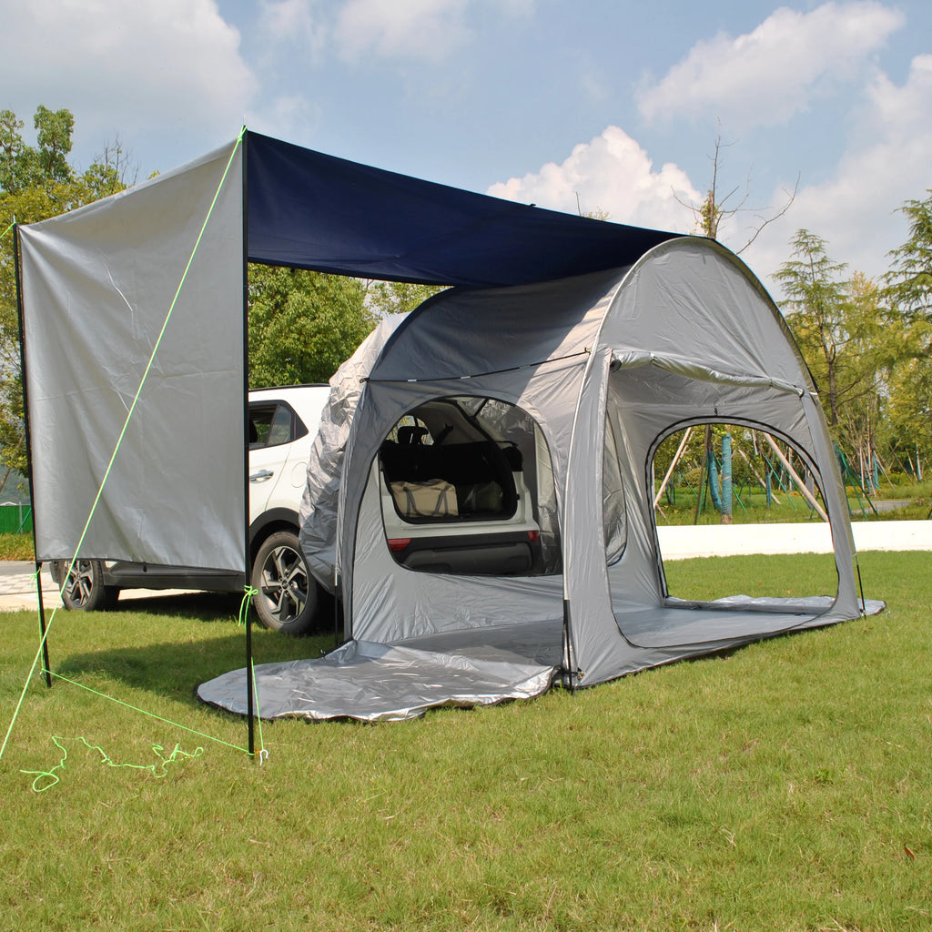 2-Person Double Layer SUV Tent with Canopy Add Raincover for Car Rear Trunk for Car Tailgate & Tram Use