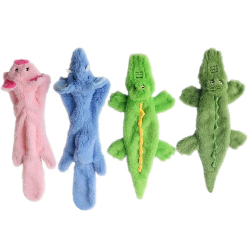 Luxury Squeaky Plush Dog Toys No-Stuffing Animal Shaped Durable Teeth Cleaning Interactive Chew Toys for Small Medium Dogs Daily