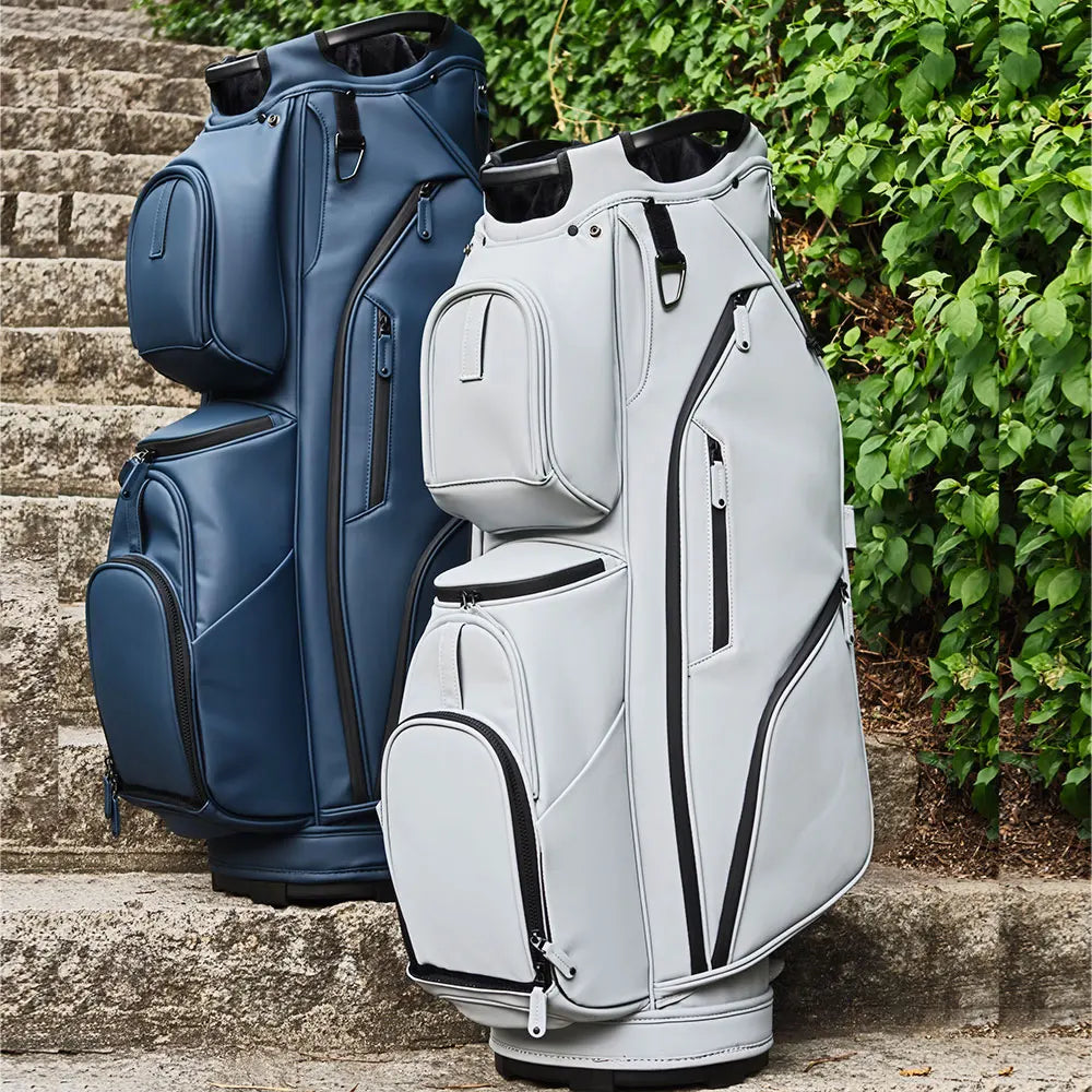 ASL GOLF Custom Logo Pu Leather Waterproof Black Blue Gray Golf Staff Tour Bag Holder 14 Way Divider Golf Cart BAG for Men