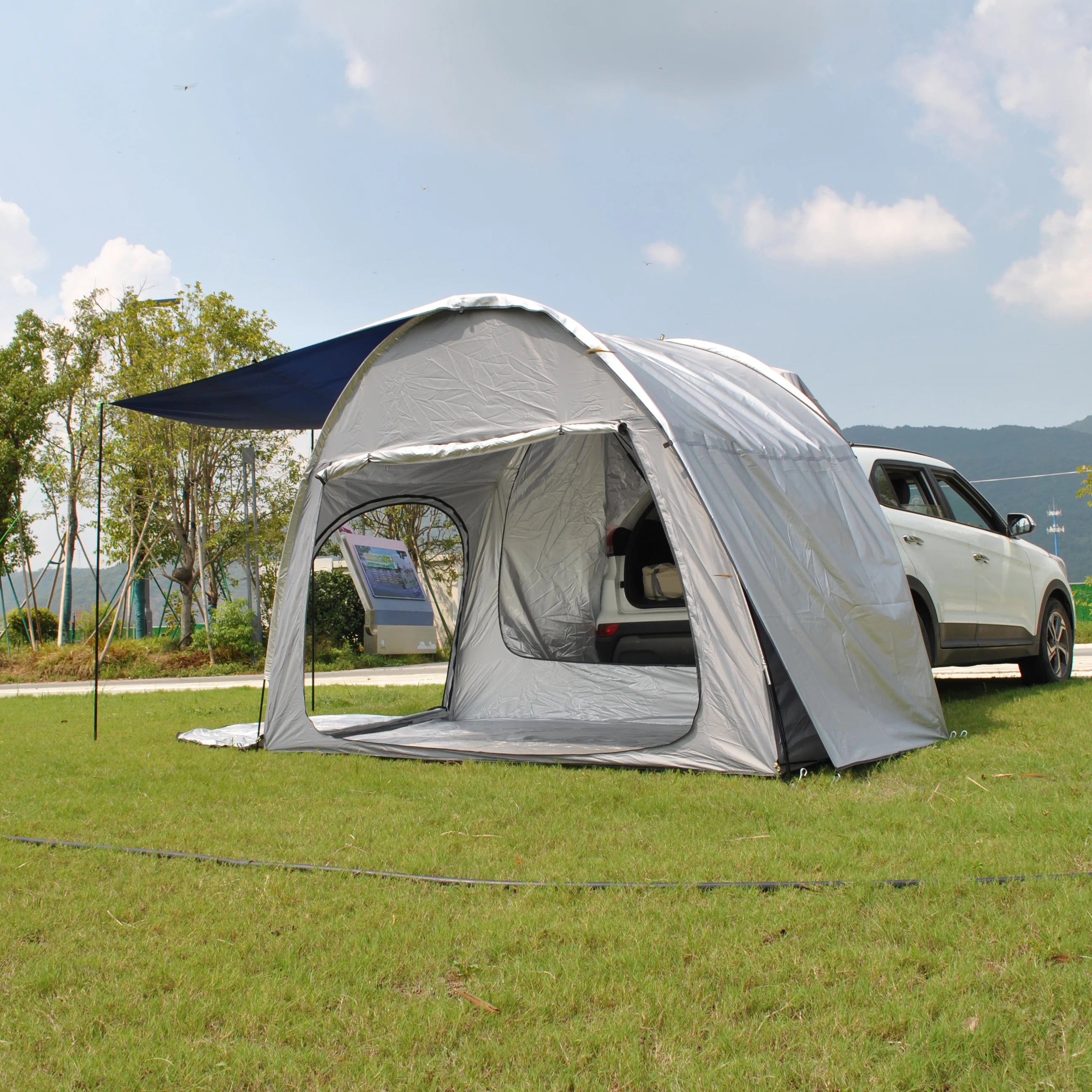2-Person Double Layer SUV Tent with Canopy Add Raincover for Car Rear Trunk for Car Tailgate & Tram Use