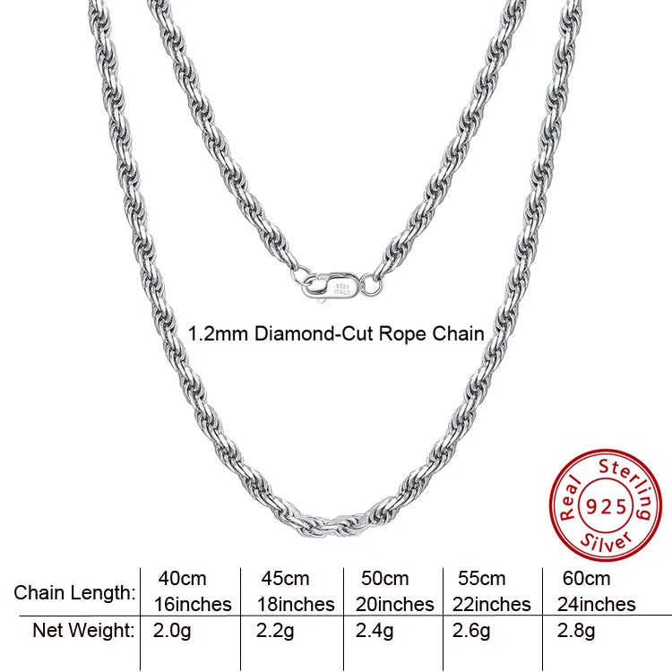 RINNTIN BSC29 Neck Chain Wholesale Popular Hiphop Men Jewelry Solid 18K Gold 925 Sterling Silver Diamond-Cut Rope Chain Necklace