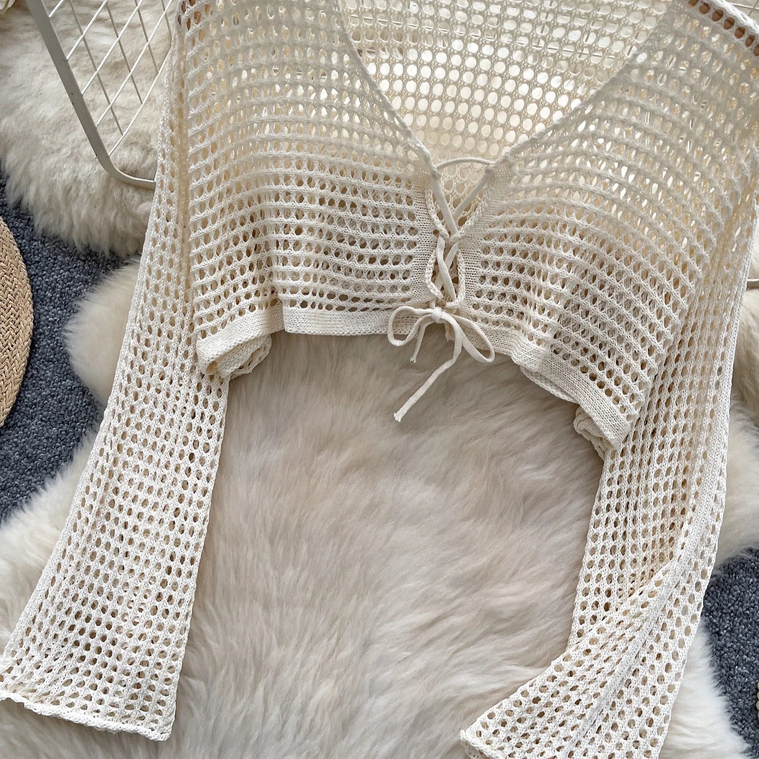 Small Fragrance square Neck Double Breasted Puffy Sleeve Sweater Women's Slim All Match Irregular Base Top