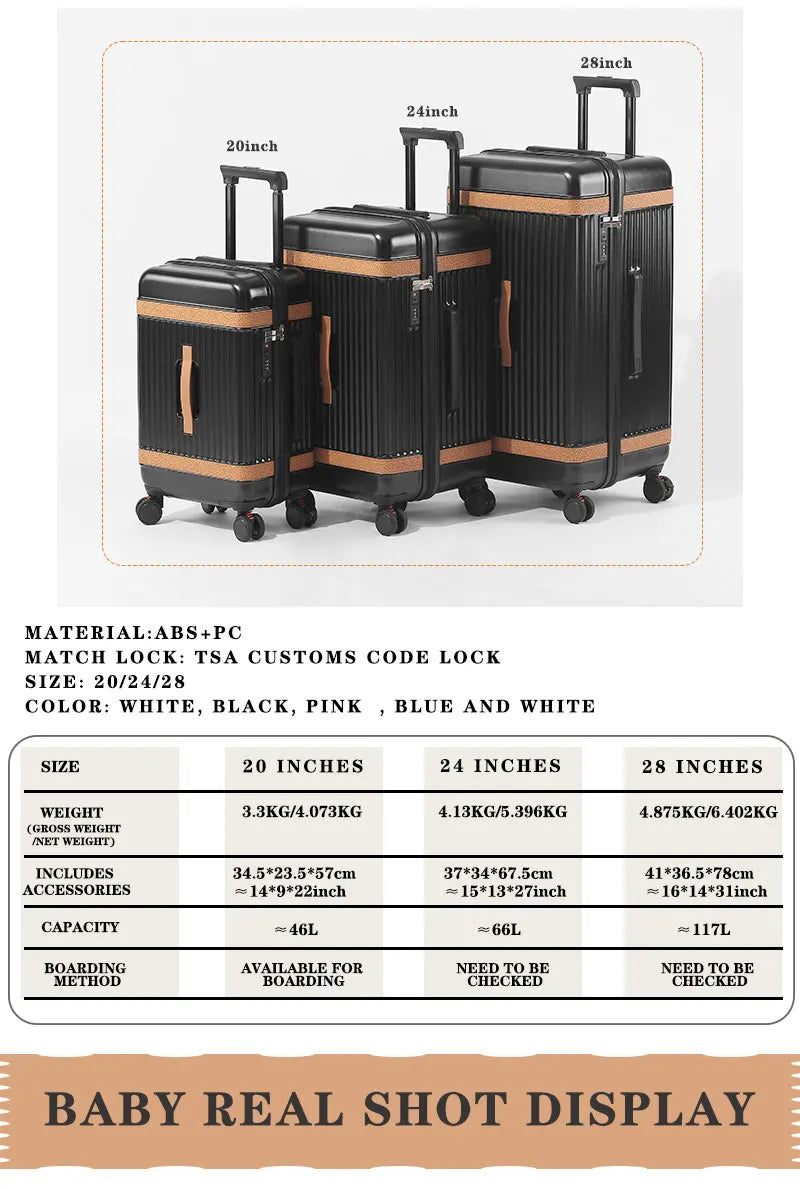 Wholesale ABS Luggage Set 20-24-28 Inch Suitcases Spinner Caster Carry-on School Travel Bags Elegant Trolley Suitcase Design