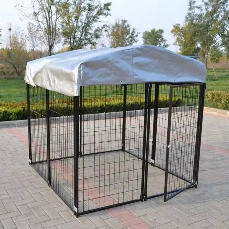 Black Fine-Processed Outdoor Dog Cage Welded Design for Easy Use Friendly for Dog Running
