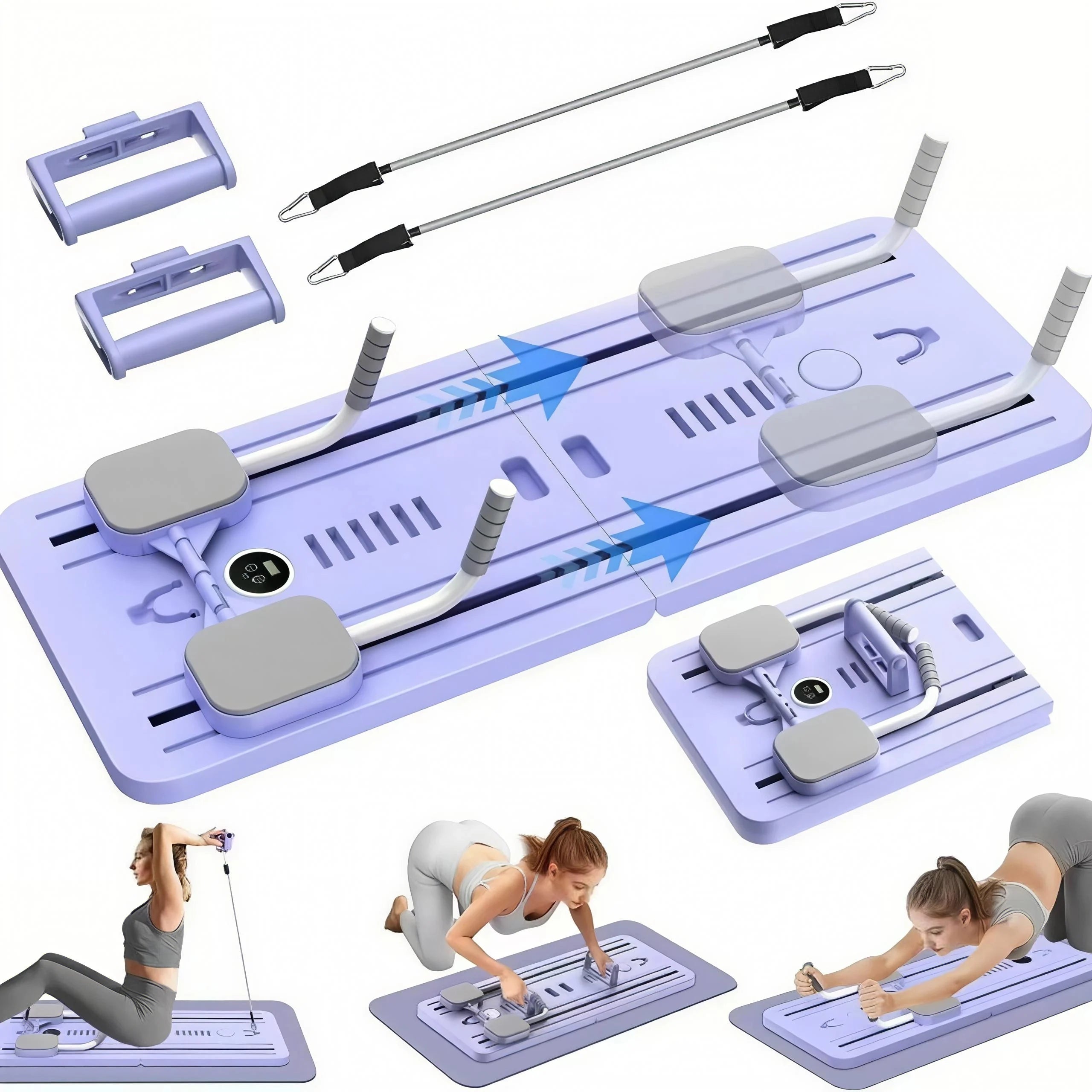 2025 Hot New Multi-functional Web Wheel Fitness Board Multi Foldable Portable Muscle Training Position Fitness Push up Bar Board