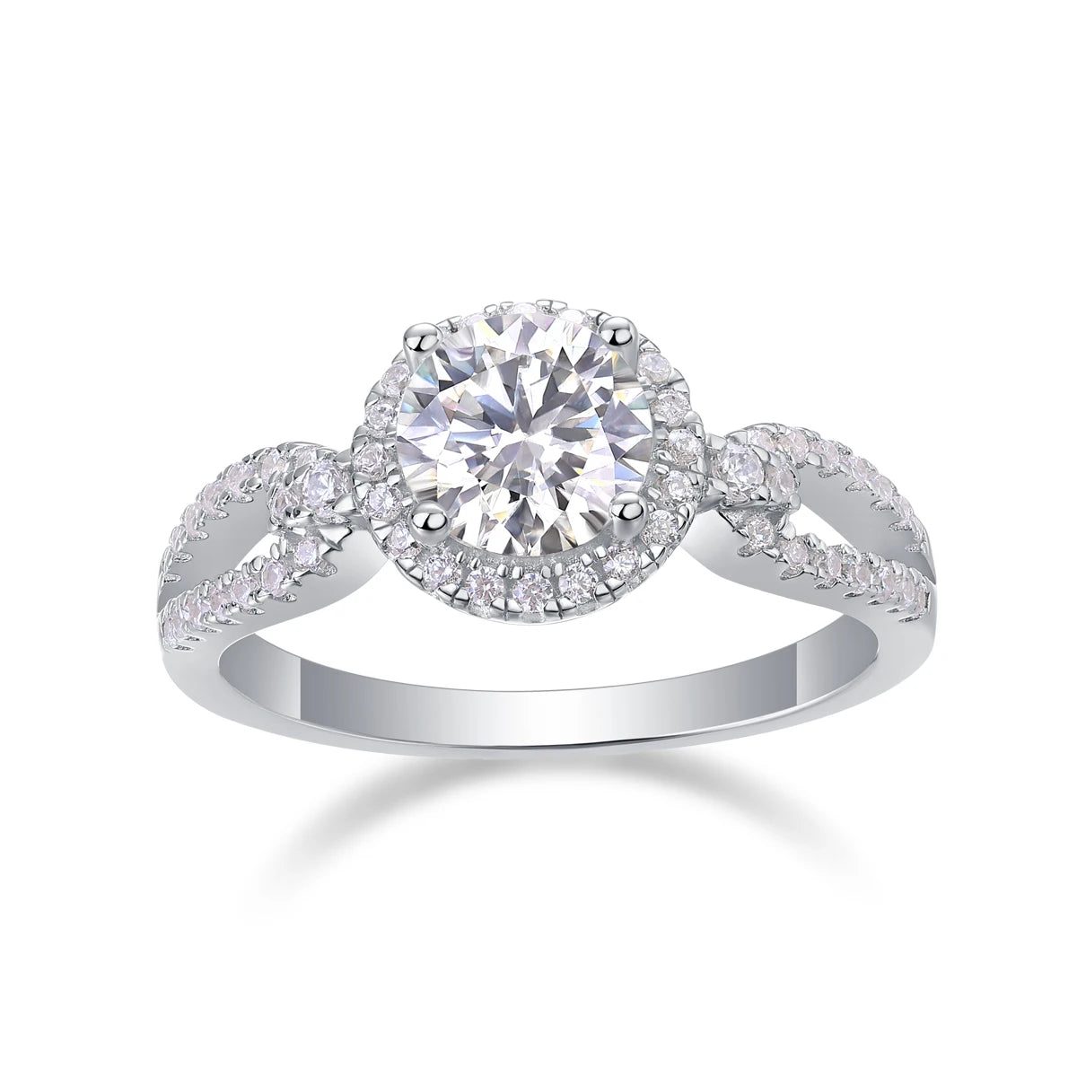 925 Silver Metal with Rhodium Plating Fashion Accessory 1 Carat Elegant Ladies Moissanite Ring
