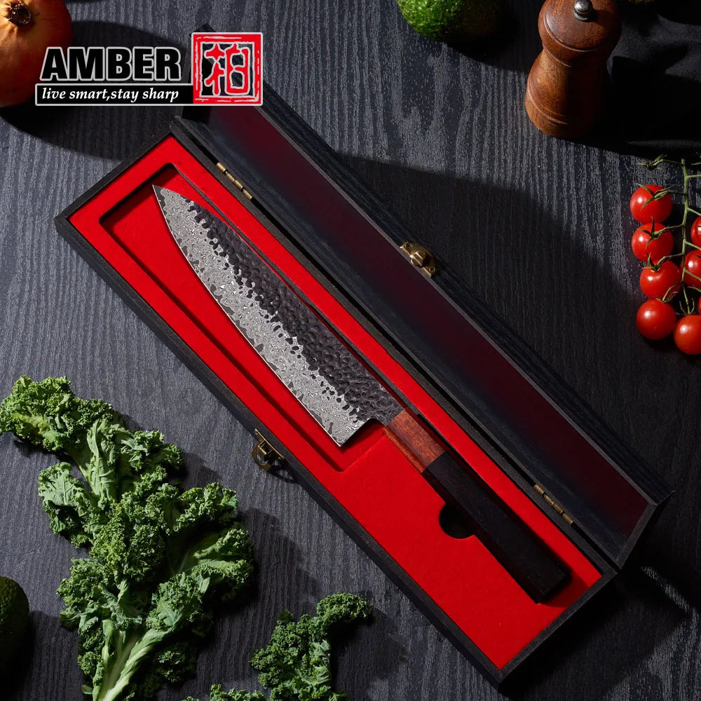8inch Double Edge Sharp Thin Craftsman 67 Layers Vg10 Damascus Steel Honsuki Japanese Kitchen Knives with Wooden Handle
