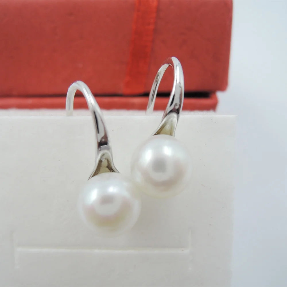 Freshwater Pearl Button Shape Earrings 925 Sterling Silver Earring , High-heeled Shoes Earring