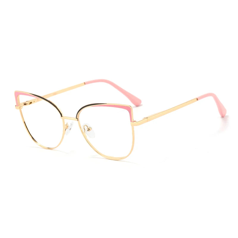 Computer Lady Cat Eye Glasses Metal Frame Anti Blue Light Glasses Blue Blocking Blocker Eyeglasses Optical Frames