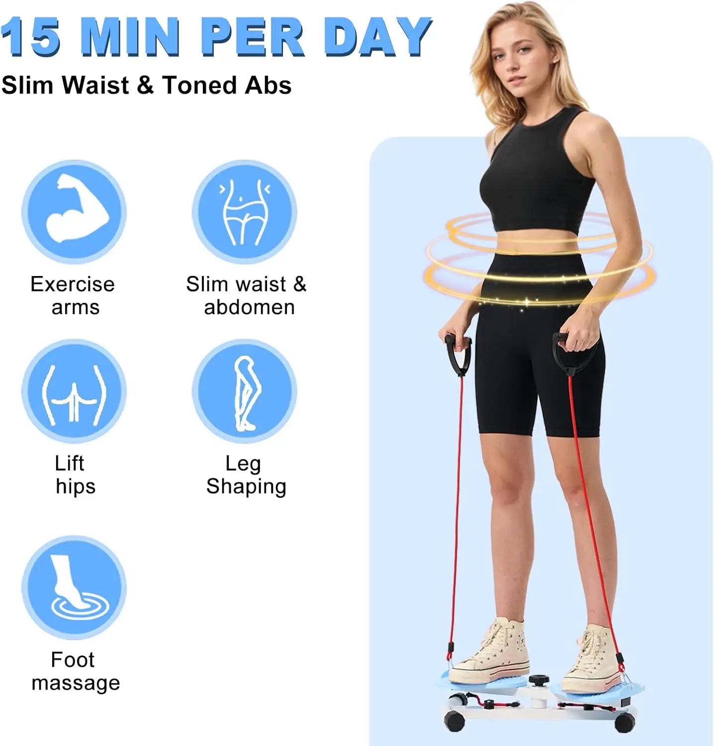 Home Silent Double Pedal Double Axis Rebound Belt Pull Rope Rotary Waist Twisting Machine Fitness Equipment Waist Twisting Disc