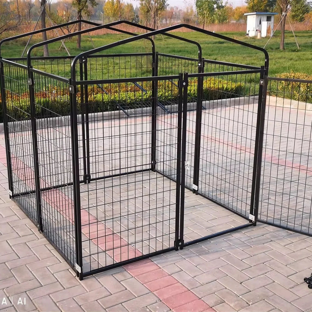 Black Fine-Processed Outdoor Dog Cage Welded Design for Easy Use Friendly for Dog Running