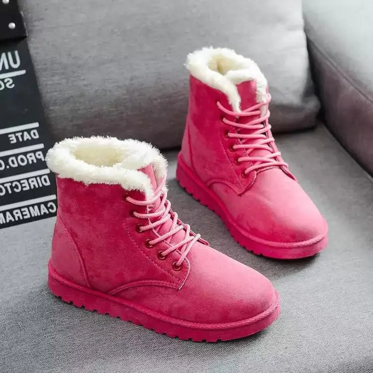 Women's Winter Boots New Velvet Padded Snow Boots Ankle Height PVC Adult Casual Shoes Stylish Suede Upper 1PC/OPP Bag Midi 1 Set