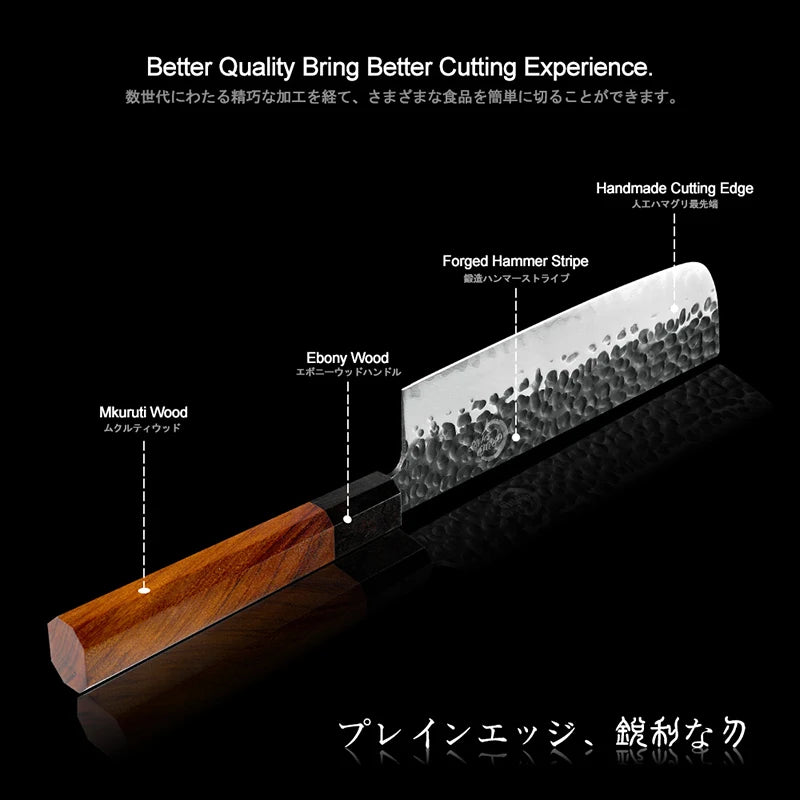 Yangjiang Grandsharp Hand Forging High Carbon Steel Japanese Nakiri Knife Japanese Kitchen Chef Knife With Natural Wood Handle