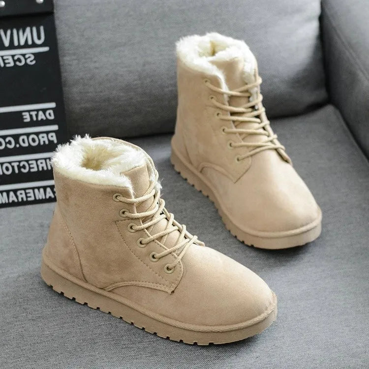 Women's Winter Boots New Velvet Padded Snow Boots Ankle Height PVC Adult Casual Shoes Stylish Suede Upper 1PC/OPP Bag Midi 1 Set