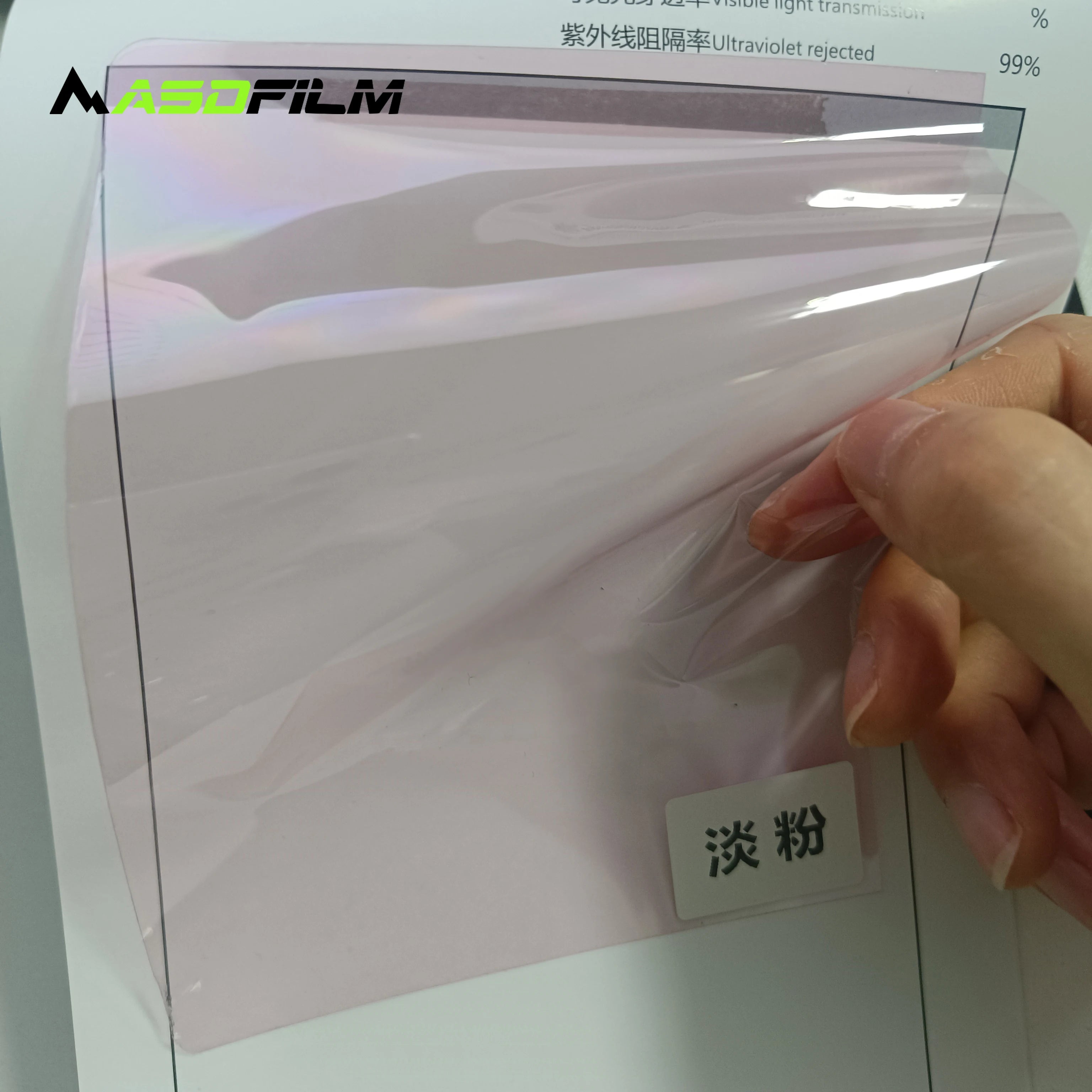 Stained Glass Window Film Sun Blocking Self Adhesive DIY Decorative Pale Pink Transparent Colorful Privacy Tint