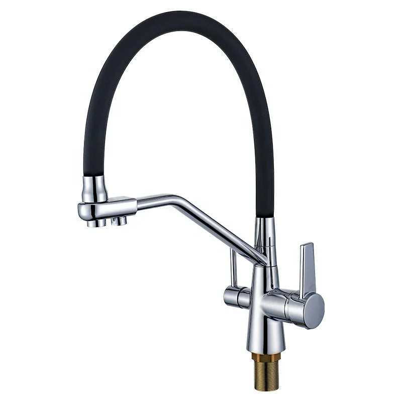 Brass Purifier Kitchen Faucet Pull Down Water Tap  Dual Spout  Kitchen Faucet 3 Waterway Kitchen Direct Drinking Water Faucet