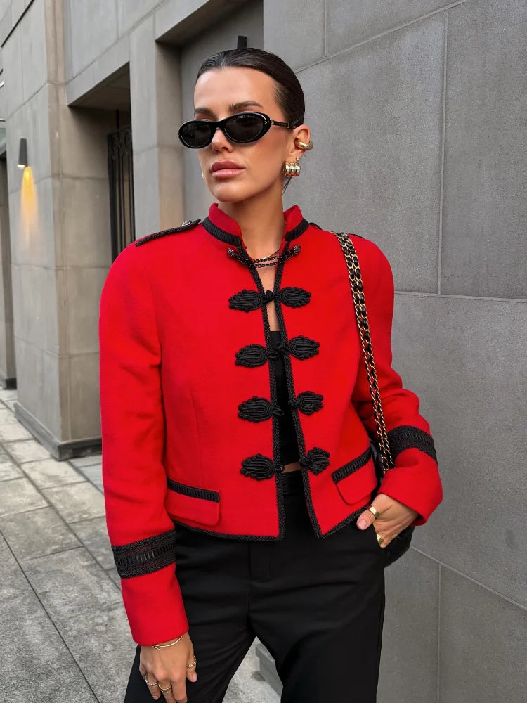 Napoleon Women Jackets Coat Solid Single Breasted Pad Shoulder Loose Outwear 2026 Female Spring New Chic Elegant Coats Jackets