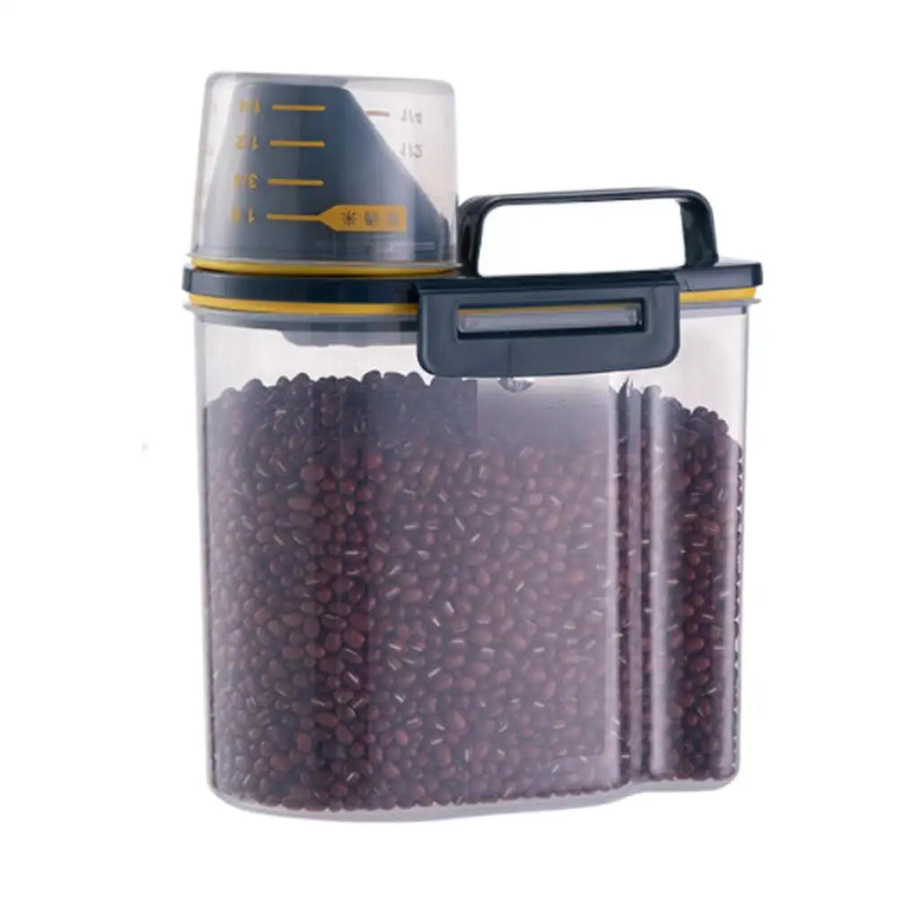 Japanese Rice Container Airtight Pet Food Storage Bin for Dog Cat with Measuring Cup Clear PP Square Kitchen Cereal Box
